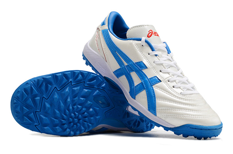 Chuteira Society Asics Japan TF Branca e Azul