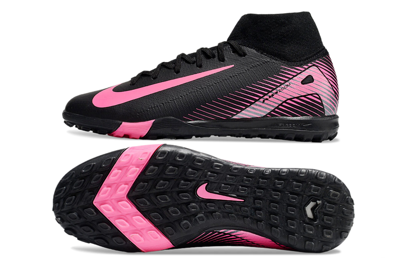 Chuteira Society Nike Air Zoom Mercurial Superfly 10 Elite TF Preta e Rosa