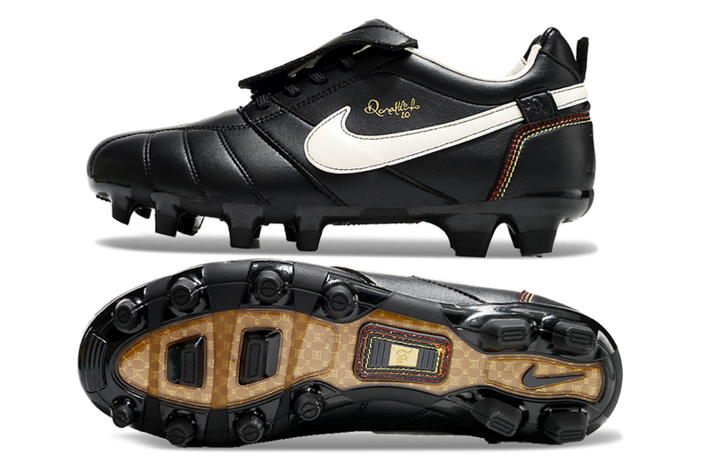 Chuteira Campo Nike Retrô Tiempo Legend R10 Elite Preta e Branca