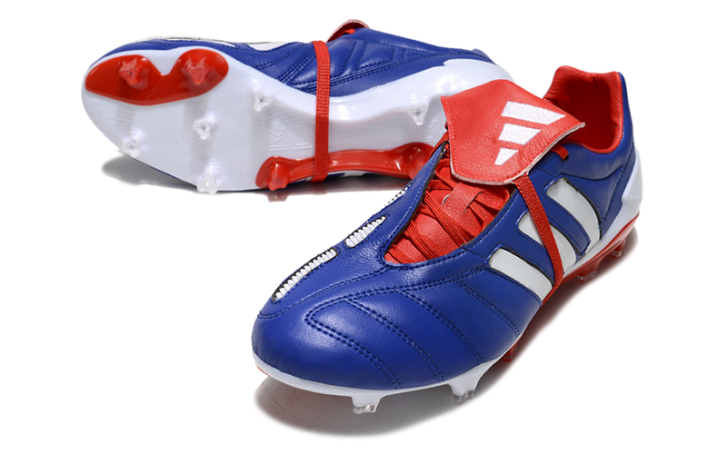 Chuteira Campo Adidas Predator Mania FG Azul, Branca e Vermelha "Made in Germany"