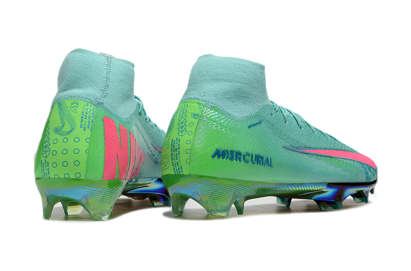 Chuteira Campo Nike Air Zoom Mercurial Superfly 10 Elite FG Verde e Rosa "Cosmic Speed"