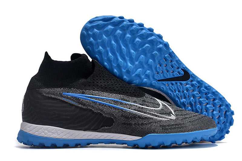 Chuteira Infantil Society Nike Phantom GX DF Elite TF Preta e Azul "Shadow Pack"