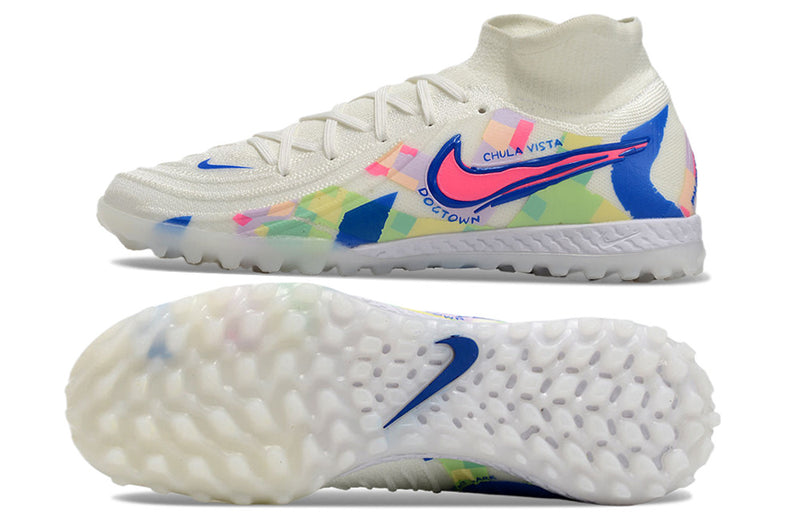 Botes de futbol Nike Phantom Luna 2 Elite TF blanc, blau i rosa