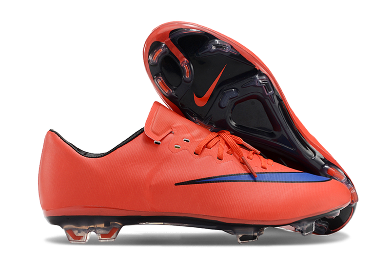 Chuteira Campo Nike Retrô Mercurial Vapor 10 FG Laranja e Azul