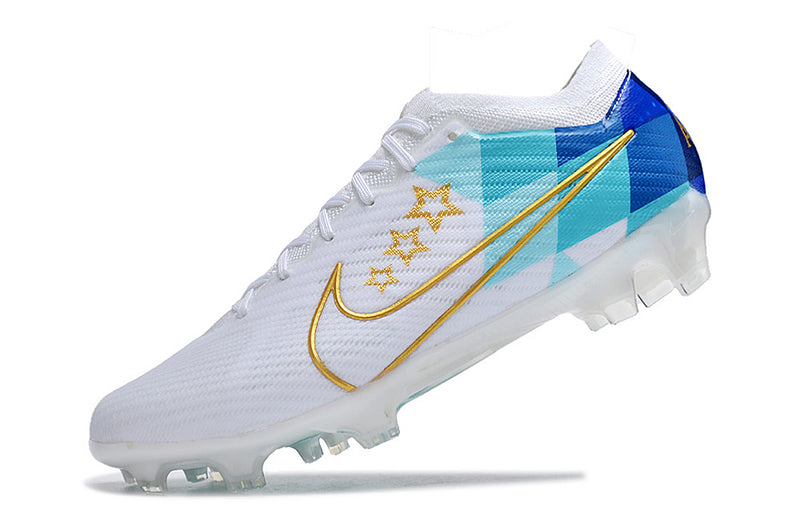 Bota de futbol Nike Air Zoom Mercurial Vapor 15 Elite FG en blanc i blau "Enzo Fernández".