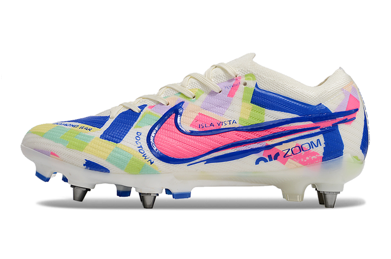 Nike Air Zoom Mercurial Vapor 15 Elite Mixed Cleat White, Blue and Pink