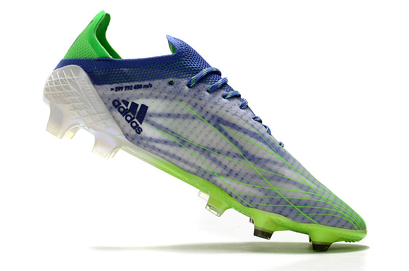 Velocidade é com Adidas X Speedflow+ FG Azul e Verde "Special Adizero Prime" na Farda de Boleiro, Garanta a qualidade de Jogadores Profissionais Elite