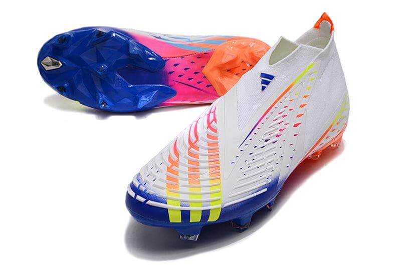 A nova Chuteira da Adidas de Campo Predator Edge+ FG Branca e Colorida "Al Rihla Pack" na Farda de Boleiro, Garanta a qualidade de Jogadores Profissionais