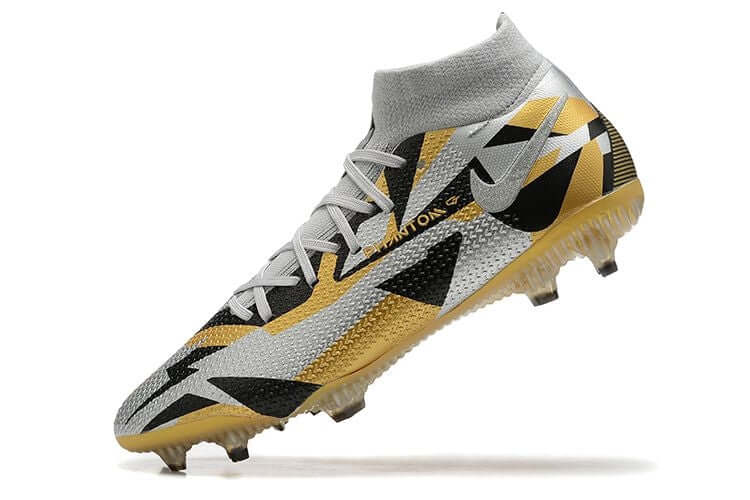 Controle é com Nike Phantom GT2 DF Elite FG Cinza e Dourado na Farda de Boleiro, Garanta a qualidade de Jogadores Profissionais Elite e FRETE GRÁTIS!