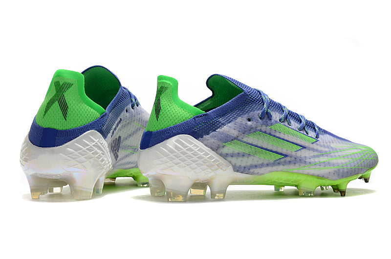 Velocidade é com Adidas X Speedflow+ FG Azul e Verde "Special Adizero Prime" na Farda de Boleiro, Garanta a qualidade de Jogadores Profissionais Elite