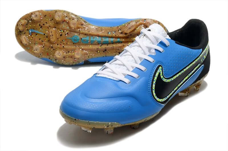 Conforto e qualidade é com NIKE Tiempo Legend 9 Elite FG Azul e Preta na Farda de Boleiro, Garanta a qualidade de Jogadores Profissionais de Elite