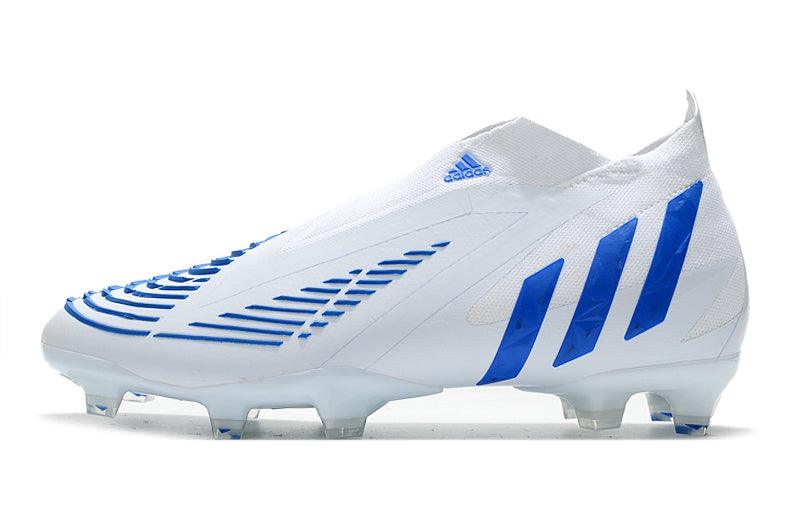 A nova Chuteira da Adidas de Campo Predator Edge+ FG Branca e Azul "Diamond Edge Pack" na Farda de Boleiro, Garanta a qualidade de Jogadores Profissionais