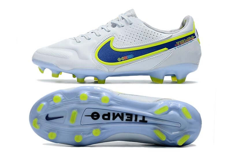 Conforto e qualidade é com NIKE Tiempo Legend 9 Elite FG Branca e Azul "Progress Pack" na Farda de Boleiro, Garanta a qualidade de Jogadores Profissionais de Elite