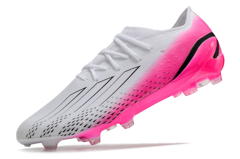 Velocidade é com Adidas X Speedportal+ FG Branca e Rosa na Farda de Boleiro Garanta a qualidade de Jogadores Profissionais e Frete GRÁTIS!