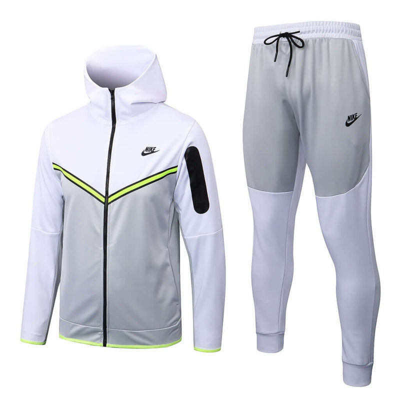 Conjunto de Moletom Nike Sportswear Tech Fleece Branco e Cinza - Farda de Boleiro