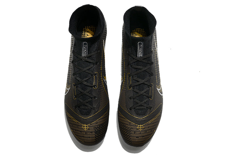 Chuteira Campo Nike Mercurial Superfly 8 CR7 Cano Alto Preto e Dourado - Farda de Boleiro