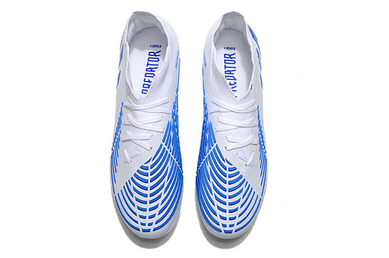 A nova Chuteira da Adidas de Campo Predator Edge.1 FG Branca e Azul "Diamond Edge Pack" na Farda de Boleiro, Garanta a qualidade de Jogadores Profissionais