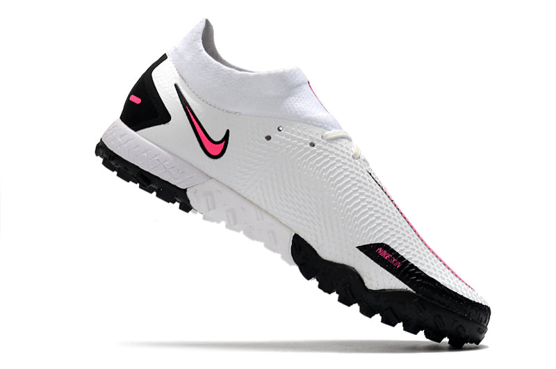 Chuteira Society Nike Phantom GT Pro Cano Alto Branco+Rosa - Farda de Boleiro