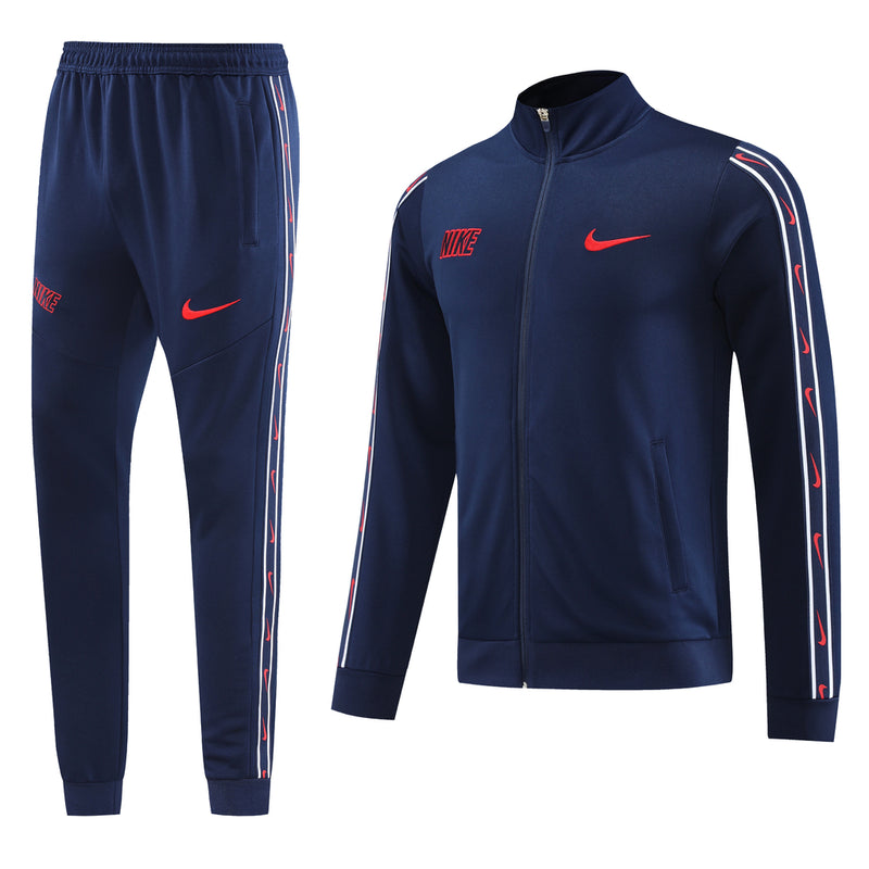 Conjunto Casual de Frio Sportswear TrackTop Azul Escuro e Vermelho - Farda de Boleiro