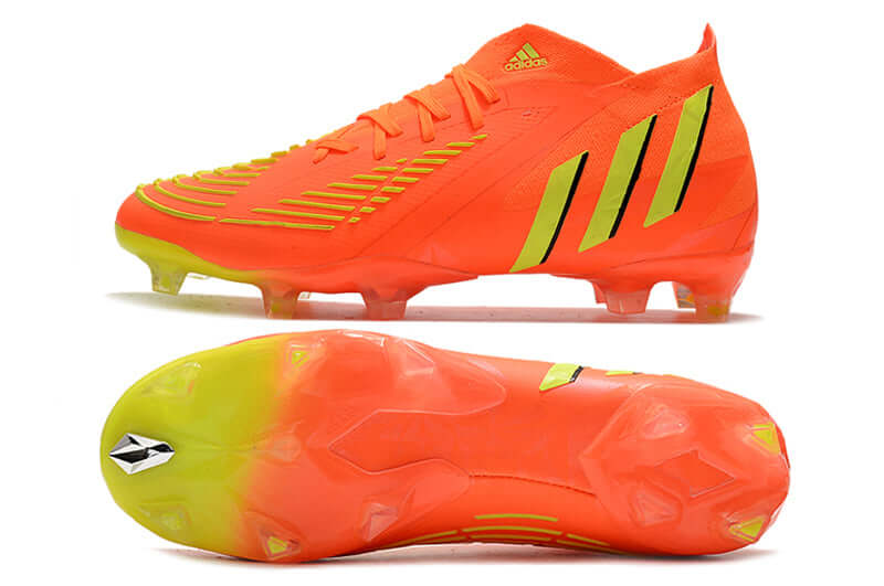 A nova Chuteira da Adidas de Campo Predator Edge.1 FG Laranja e Amarelo "Game Data Pack" na Farda de Boleiro, Garanta a qualidade de Jogadores Profissionais