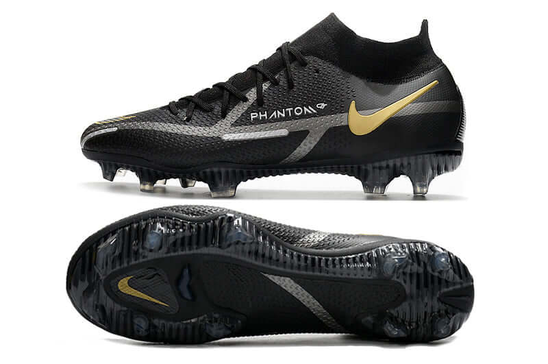 Controle é com Nike Phantom GT2 DF Elite FG Preta e Dourado "Shadow Pack" na Farda de Boleiro, Garanta a qualidade de Jogadores Profissionais Elite e FRETE GRÁTIS!