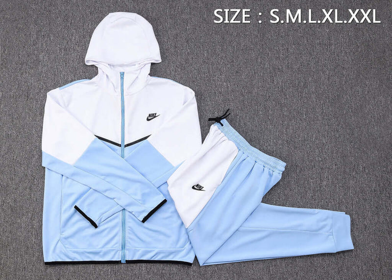 Conjunto de Moletom Nike Sportswear Tech Fleece Branco e Azul - Farda de Boleiro