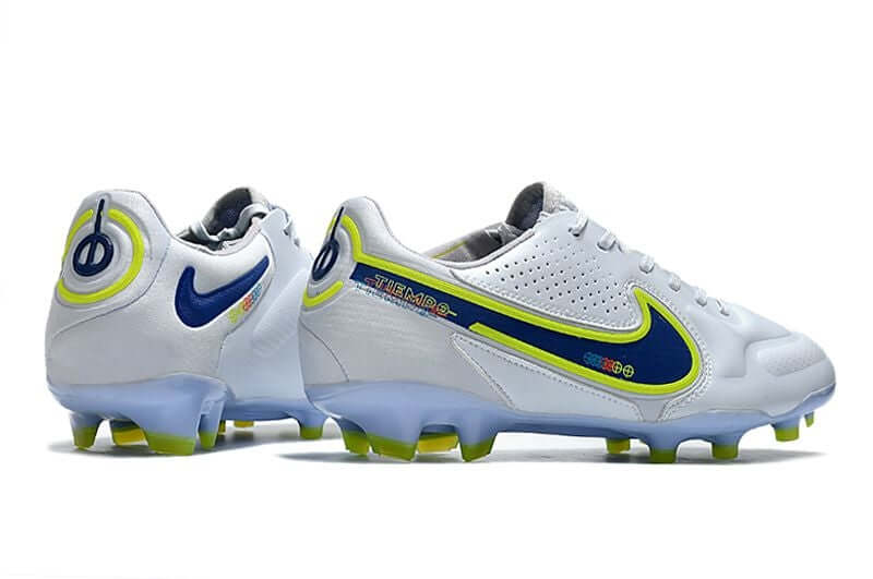 Conforto e qualidade é com NIKE Tiempo Legend 9 Elite FG Branca e Azul "Progress Pack" na Farda de Boleiro, Garanta a qualidade de Jogadores Profissionais de Elite