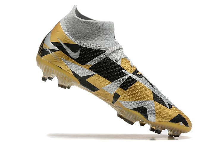 Controle é com Nike Phantom GT2 DF Elite FG Cinza e Dourado na Farda de Boleiro, Garanta a qualidade de Jogadores Profissionais Elite e FRETE GRÁTIS!