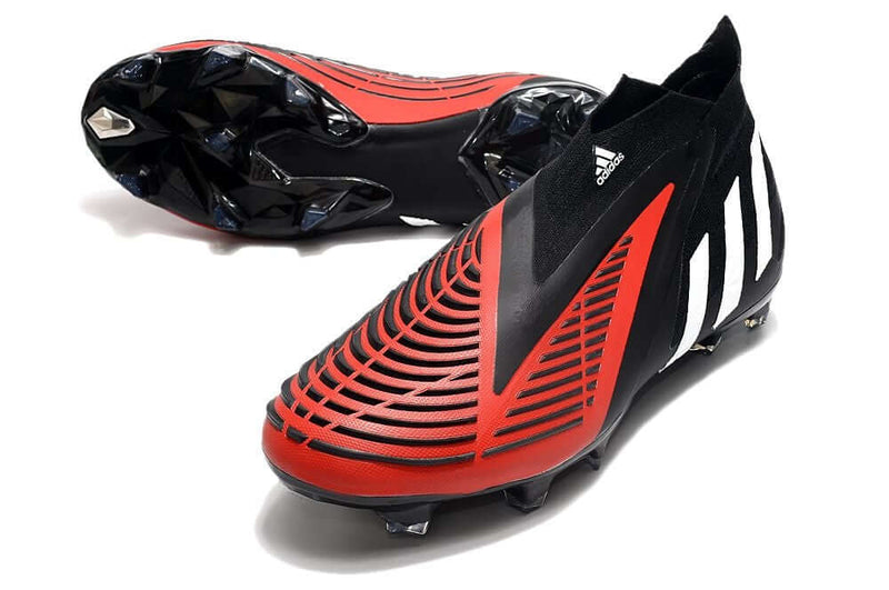 A nova Chuteira da Adidas de Campo Predator Edge+ FG Preta e Vermelha na Farda de Boleiro, Garanta a qualidade de Jogadores Profissionais Elite