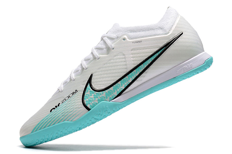 Chuteira Futsal Nike Mercurial Vapor 15 Elite Branca e Azul Oceano - Farda de Boleiro