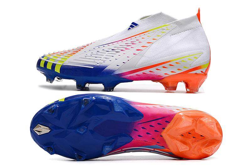 A nova Chuteira da Adidas de Campo Predator Edge+ FG Branca e Colorida "Al Rihla Pack" na Farda de Boleiro, Garanta a qualidade de Jogadores Profissionais