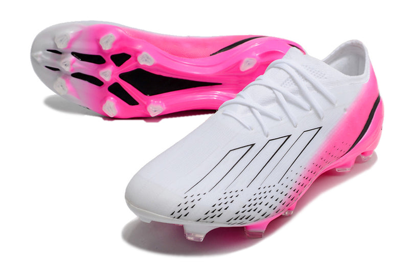 Velocidade é com Adidas X Speedportal+ FG Branca e Rosa na Farda de Boleiro Garanta a qualidade de Jogadores Profissionais e Frete GRÁTIS!