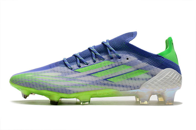 Velocidade é com Adidas X Speedflow+ FG Azul e Verde "Special Adizero Prime" na Farda de Boleiro, Garanta a qualidade de Jogadores Profissionais Elite