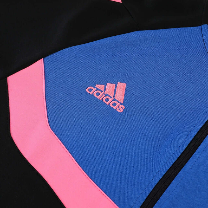 Conjunto Casual de Frio Adidas Balanta Preto, Azul e Rosa - Farda de Boleiro