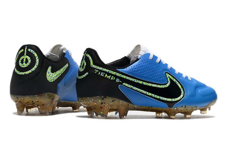 Conforto e qualidade é com NIKE Tiempo Legend 9 Elite FG Azul e Preta na Farda de Boleiro, Garanta a qualidade de Jogadores Profissionais de Elite