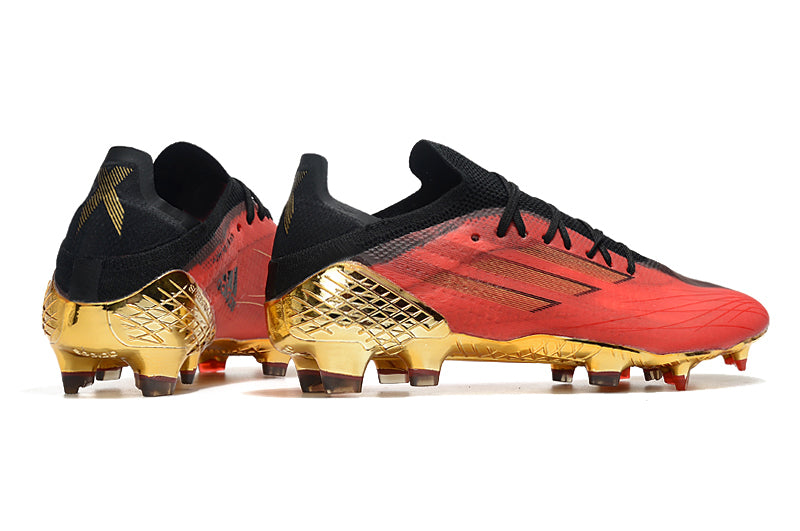 Velocidade é com Adidas X Speedflow.1 FG Vermelho e Dourado "Showdown Pack" na Farda de Boleiro, Garanta a qualidade de Jogadores Profissional Elite