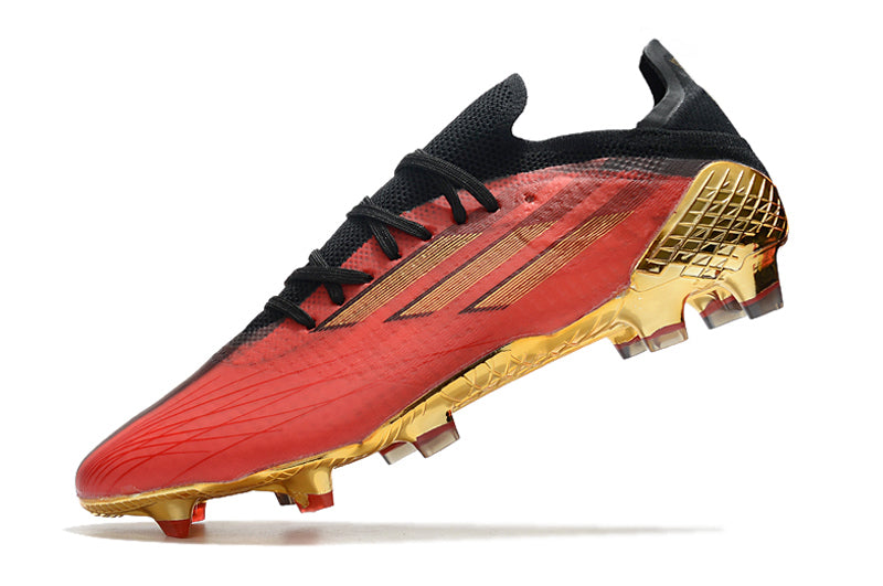 Velocidade é com Adidas X Speedflow.1 FG Vermelho e Dourado "Showdown Pack" na Farda de Boleiro, Garanta a qualidade de Jogadores Profissional Elite