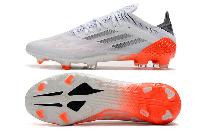 Velocidade é com Adidas X Speedflow.1 FG Branca e Laranja "White Spark Pack" na Farda de Boleiro, Garanta a qualidade de Jogadores Profissionais Elite