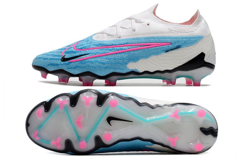 Precisão é com a Chuteira de Campo Nike Phantom GX Elite FG Azul e Branca "Blast Pack" na Farda de Boleiro, Garanta a qualidade de Jogadores Profissionais