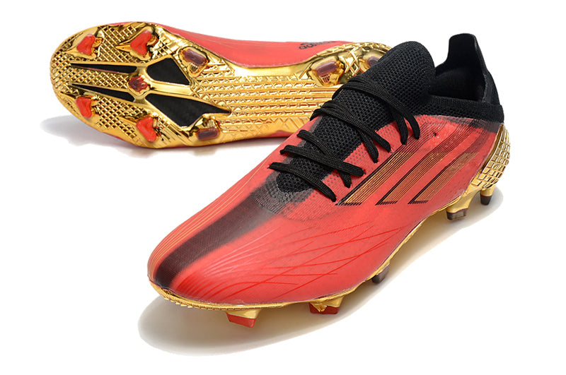 Velocidade é com Adidas X Speedflow.1 FG Vermelho e Dourado "Showdown Pack" na Farda de Boleiro, Garanta a qualidade de Jogadores Profissional Elite